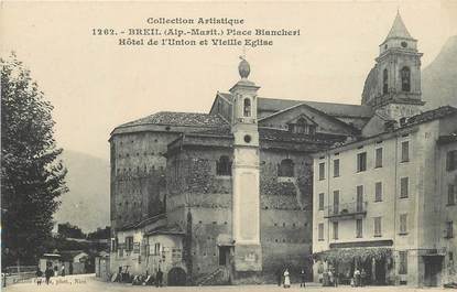 CPA FRANCE 06 "Breil, la Place Biancheri, Hotel de l'Union et vieille Eglise"