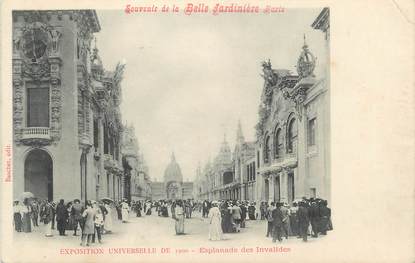 CPA FRANCE 75 "Paris, Exposition universelle 1900, L'Esplanade des Invalides" / PUBLICITE BELLE JARDINIERE