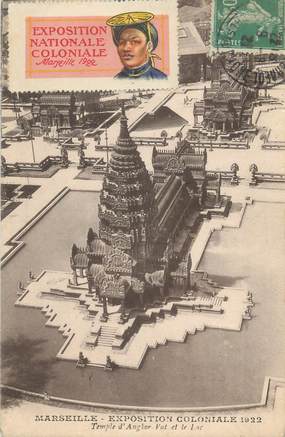 CPA FRANCE 13 " Marseille, Exposition Coloniale 1922, Temple d'Angkor, Vat et le lac " / VIGNETTE