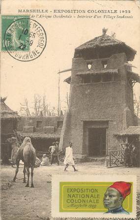 CPA FRANCE 13 " Marseille, Exposition Coloniale 1922, Intérieur du Village Soudanais" / VIGNETTE