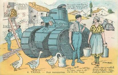 CPA MILITAIRE " Aux manoeuvres" / DESSIN / TANK