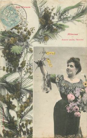 CPA BERGERET " Le langage des fleurs : Le mimosa"
