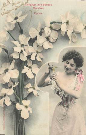 CPA BERGERET " Le langage des fleurs : Le Narcisse"