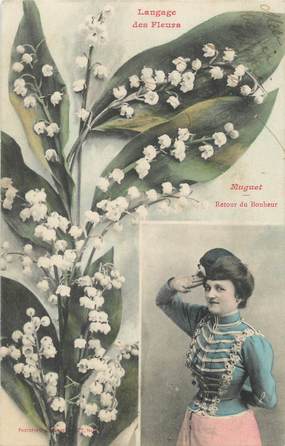 CPA BERGERET " Le langage des fleurs : Le muguet"