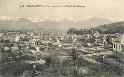 / CPA FRANCE 73 "Chambéry, vue générale et massif des Bauges"