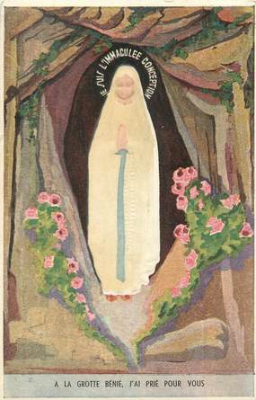 CPA RELIGION FRANCE 65 " Lourdes, La vierge de la grotte" / CARTE EN RELIEF