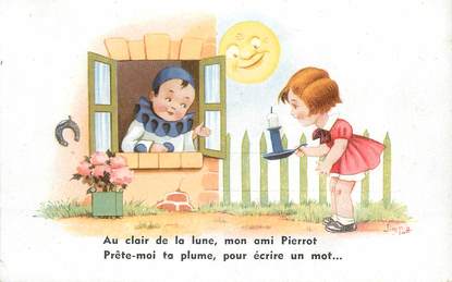 CPA CHANSON ENFANTINE " Au Clair de la Lune"