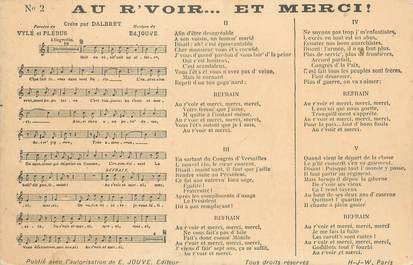 CPA CHANSON ENFANTINE " Au R'voir et Merci"