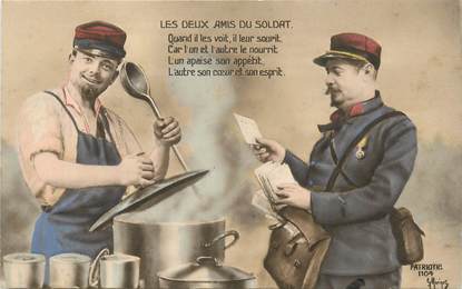 CPA MILITAIRE PATRIOTIQUE " Le facteur et le cuisinier"