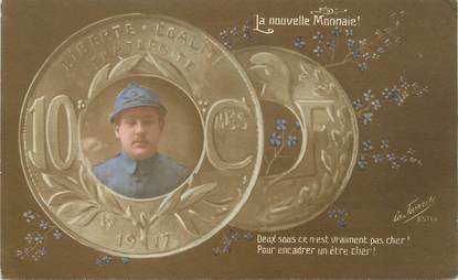 CPA MILITAIRE PATRIOTIQUE / MONNAIE