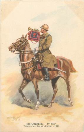 CPA MILITAIRE " Cuirassiers 11ème régiment Trompette"
