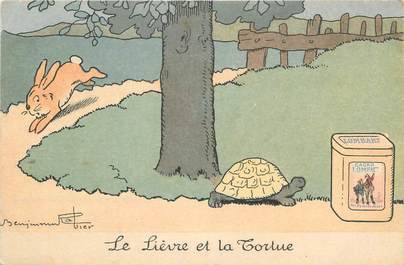 CPA ILLUSTRATEUR BENJAMIN RABIER / LE LIEVRE ET LA TORTUE