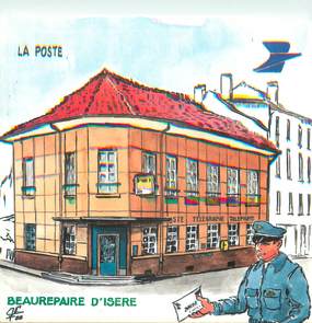 CPSM ILLUSTRATEUR GEORGES NEMOZ " La Poste de Beaurepaire D'Isère"