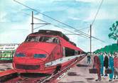 Illustrateur CPSM ILLUSTRATEUR MARBER " Le TGV en gare de Montchanin le Creusot"