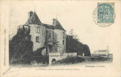 CPA FRANCE 85 " Le Chateau, entrée extérieure nord et l'Eglise "