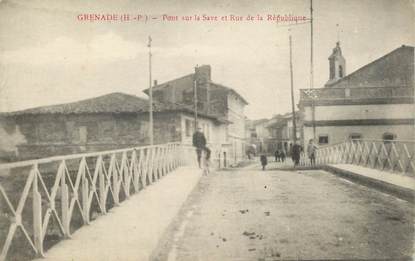 CPA FRANCE 65 "Grenade, pont sur la Save et rue de la République"
