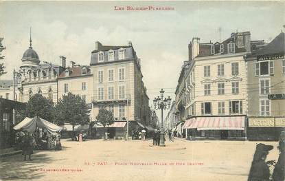 CPA FRANCE 64 "Pau, Place Nouvelle Halle et rue Serviez"