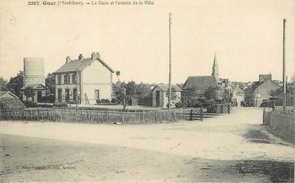 CPA FRANCE 56 "Guer, la gare et l'entrée de la ville"