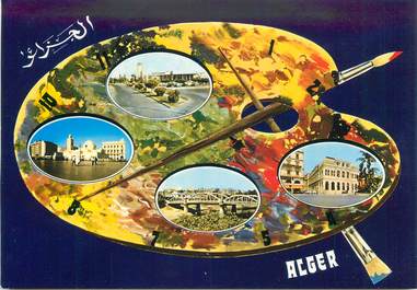 CPSM ALGERIE "Alger, Aéroport Dar Baïda, la grande Mosquée, le port et l'Opéra"