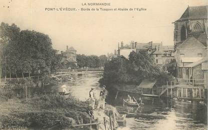 CPA FRANCE 14 "Pont l'Eveque, les bords de la Touques et l'Eglise"