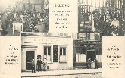CPA FRANCE 75010 "Paris, Atelier et magasin Chauffage électrique" E. CLIN & Cie