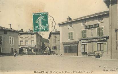 CPA FRANCE 69 "Bois d'Oingt, la Place et l'Hotel de France"