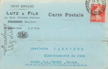 CPA FRANCE 67 "Strasbourg, Carte Publicitaire, Dépot Dentaire Lutz et fils"