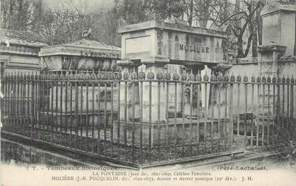 CPA FRANCE 75 "Paris 20ème, Père Lachaise, Tombeaux de La Fontaine et Molière, Théatre"