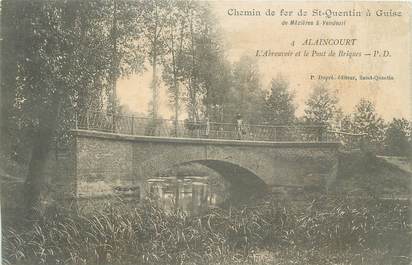 CPA FRANCE 02 "Alaincourt, Chemin de fer de St Quentin à Guise, Abreuvoir et Pont de briques"