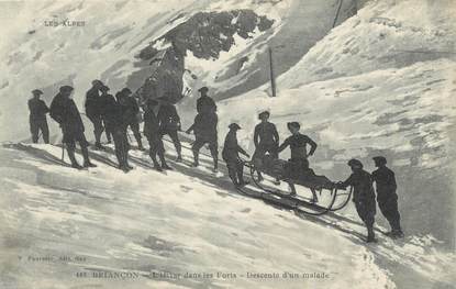 CPA FRANCE 05 "Briançon, Chasseur Alpin, Descente d'un malade"