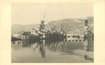 PHOTO DU SABORDAGE DE LA FLOTTE A TOULON 1942 / CATASTROPHE / MARINE MILITAIRE