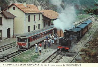 / CPSM FRANCE 04 "Le train à vapeur en gare de Thorame Haute" / TRAIN