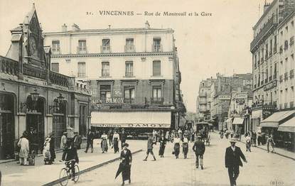 CPA FRANCE 94 "Vincennes, rue de Montreuil et la gare"