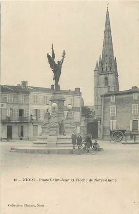 CPA FRANCE 79 "Niort, la Place Saint Jean et flèche de Notre Dame"