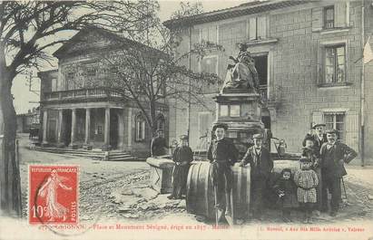 CPA FRANCE 26 "Grignan, place et monument Sévigné"