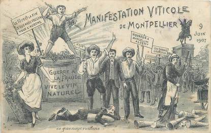 CPA FRANCE 34 "Manifestation viticole de Montpellier, 1907"