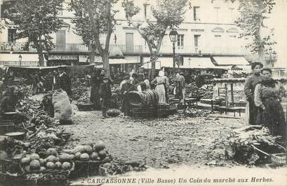 CPA FRANCE 11 "Carcassonne, le marché aux Herbes"