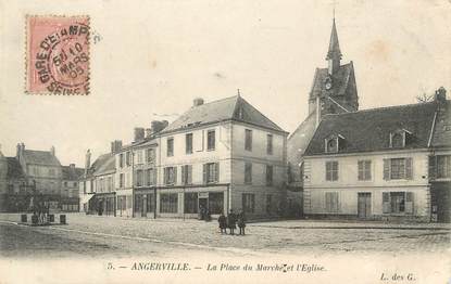 CPA FRANCE 91 " Angerville, place du marché, l'église "