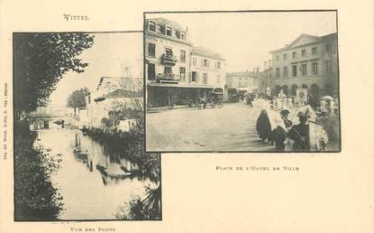 CPA FRANCE 88 "Vittel, Place de l'Hotel de ville, et vue des ponts"