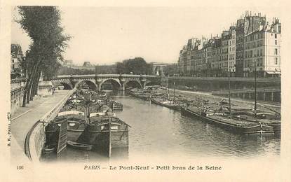 CPA FRANCE 75001 "Paris, le Pont neuf, petit bras de la Seine" / PÉNICHE / BATELLERIE 