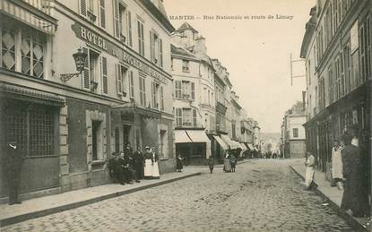 CPA FRANCE 78 "Mantes, rue Nationale et route de Limay, Hotel du rocher de Cancale"