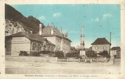 CPA FRANCE 08 "Château Porcien, monument aux morts et groupe scolaire"