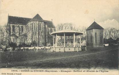 / CPA FRANCE 53 "Cossé le Vivien, kiosque Beffroi et abside de l'église"