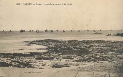 / CPA FRANCE 56 "Lomener, bateaux sardiniers partant à la pêche"