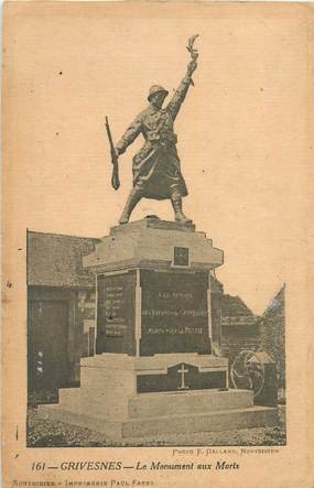 CPA FRANCE 80 "Grivesnes, le monument aux morts"