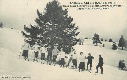 / CPA FRANCE 73 "Aix Les Bains, groupe de skieurs au Mont Revard" / SKI