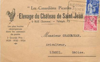 / CPA FRANCE 80 "Rue, élevage du château de Saint Jean" / CARTE PUBLICITAIRE