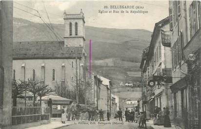 CPA FRANCE 01 " Bellegarde, rue de la République, église "