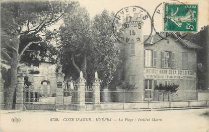 / CPA FRANCE 83 "Hyères, la plage, institut marin"