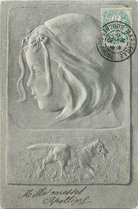 CPA  ART NOUVEAU "Petite fille et le loup"